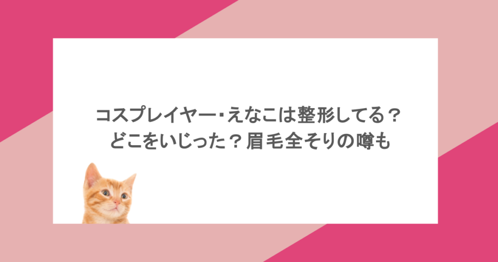 コスプレイヤー・えなこは整形してる？どこをいじった？眉毛全そりの噂も