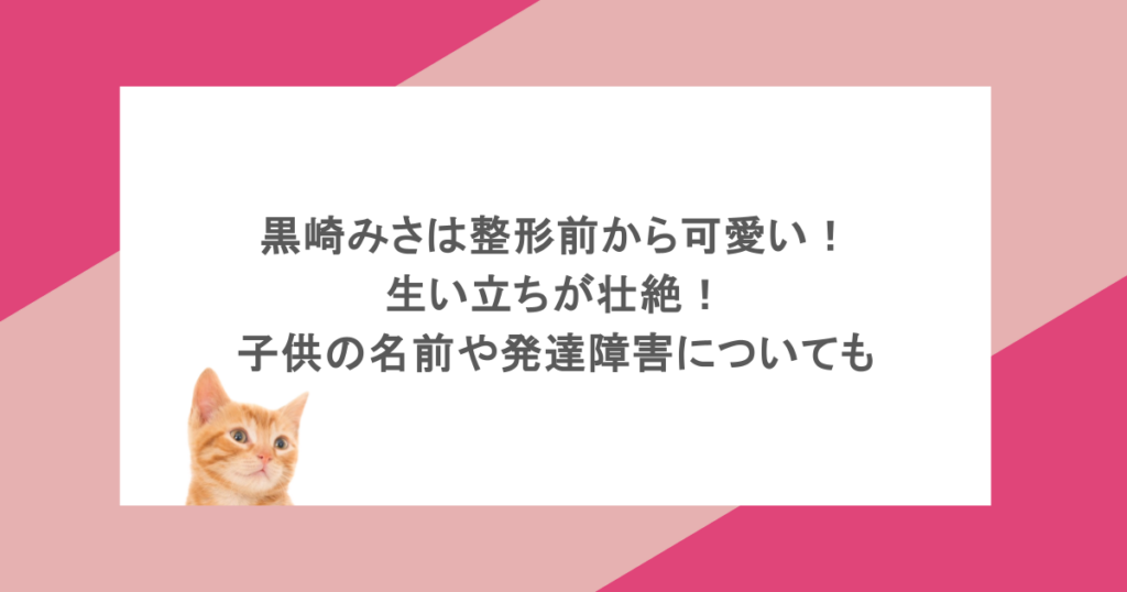 黒崎みさは整形前から可愛い！生い立ちが壮絶！子供の名前や発達障害についても