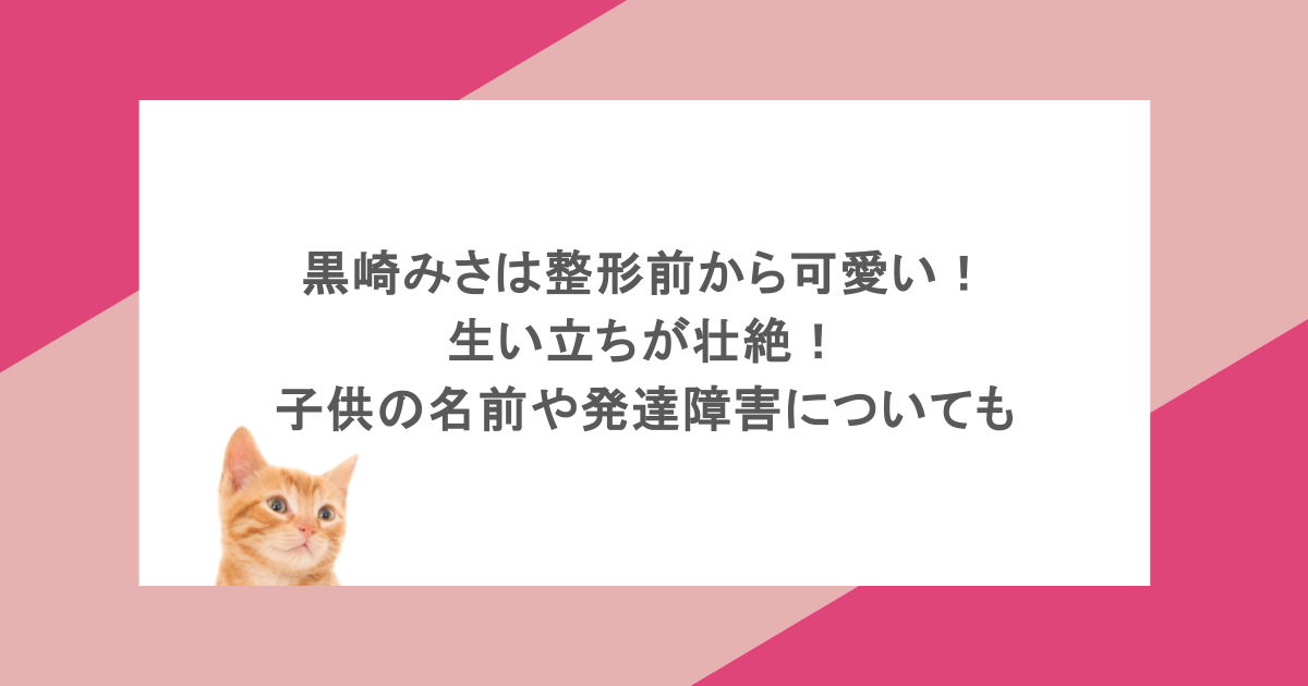 黒崎みさは整形前から可愛い！生い立ちが壮絶！子供の名前や発達障害についても