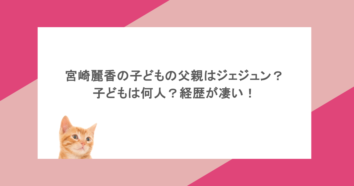 宮崎麗香の子どもの父親はジェジュン?子どもは何人?経歴が凄い!