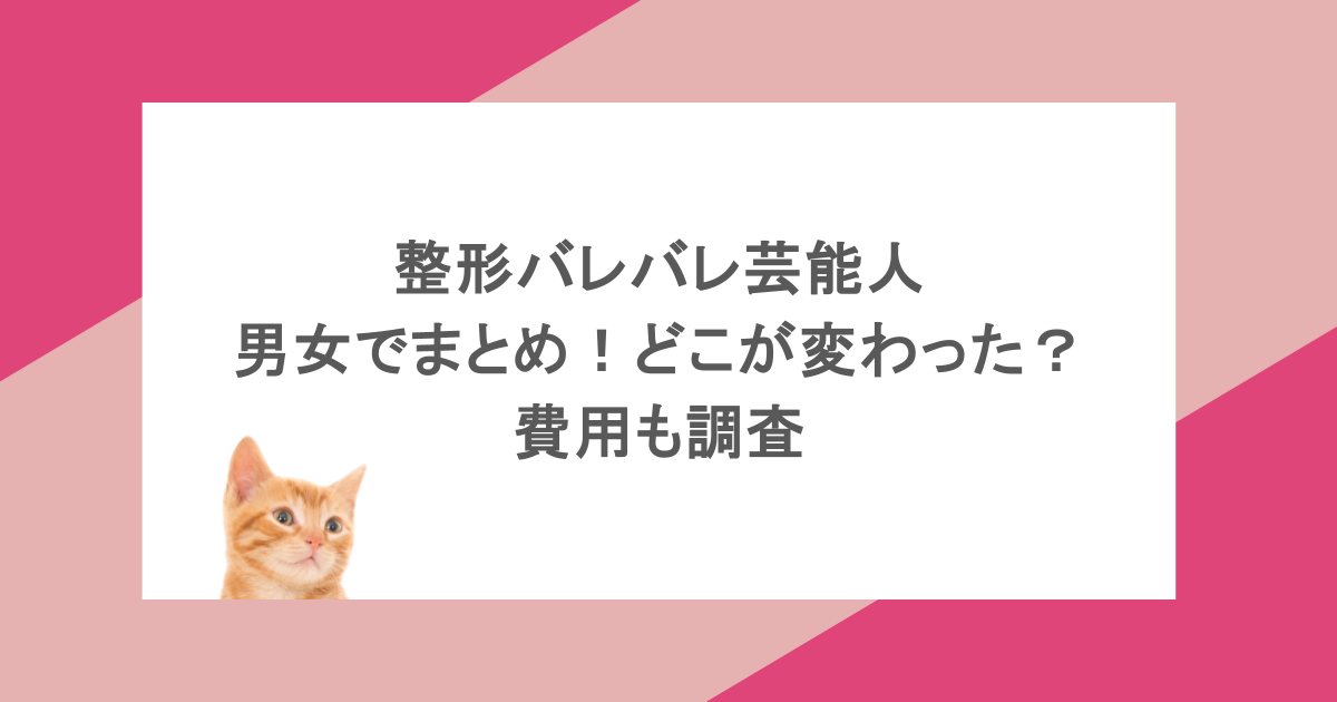 整形バレバレ芸能人を男女でまとめ!どこが変わった?費用も調査