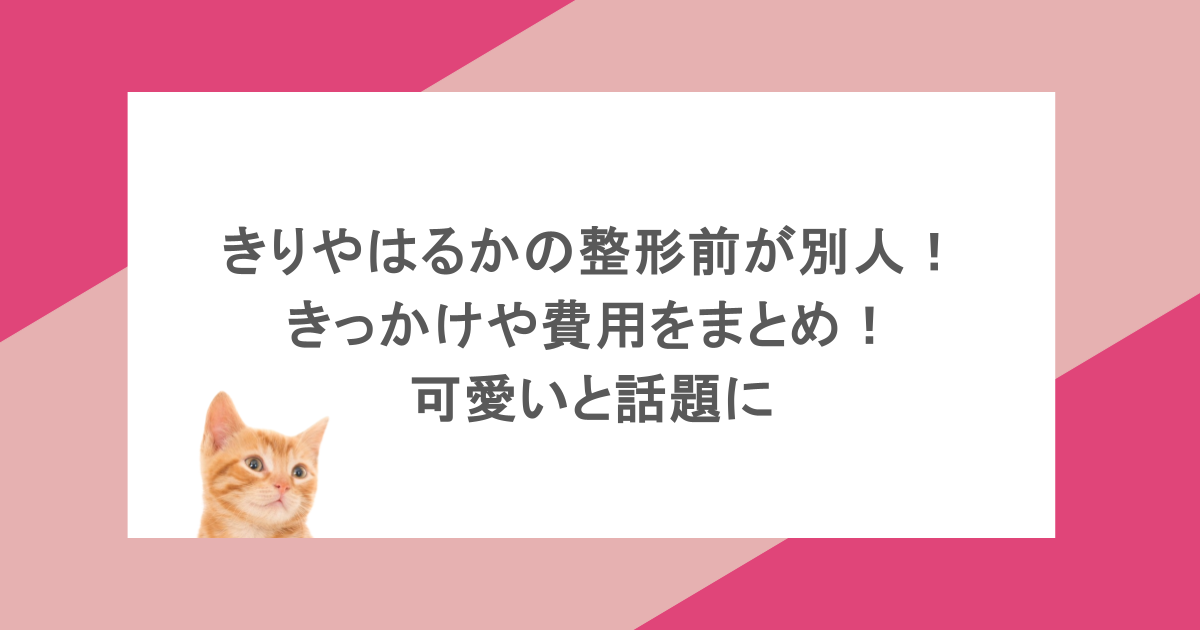 きりやはるかの整形前が別人!きっかけや費用をまとめ!可愛いと話題に