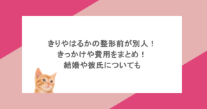 きりやはるかの整形前が別人！きっかけや費用をまとめ！結婚や彼氏についても