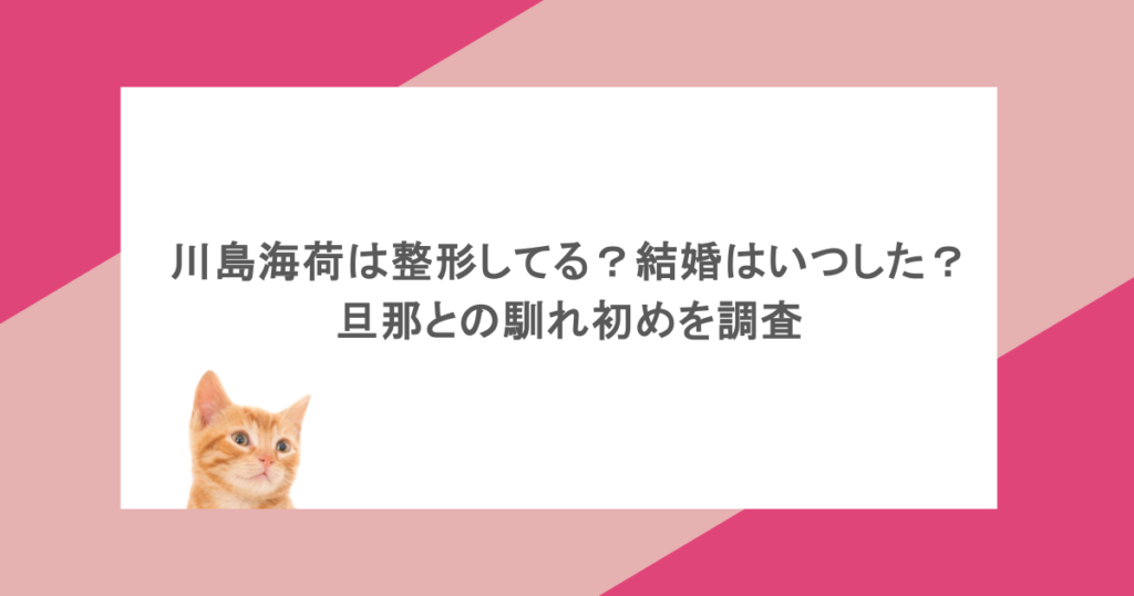 川島海荷は整形してる？結婚はいつした？旦那との馴れ初めを調査