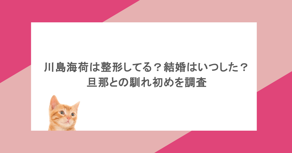 川島海荷は整形してる？結婚はいつした？旦那との馴れ初めを調査