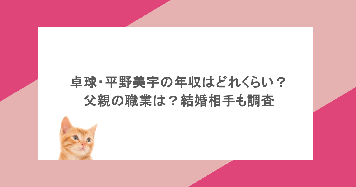 卓球・平野美宇の年収はどれくらい？父親の職業は？結婚相手も調査
