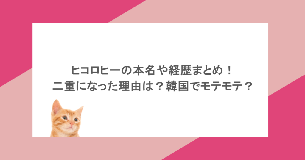 ヒコロヒーの本名や経歴まとめ!二重になった理由は?韓国でモテモテ?
