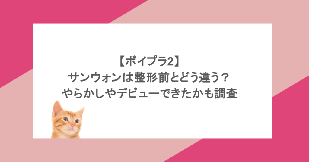【ボイプラ2】サンウォンは整形前とどう違う？やらかしやデビューできたかも調査