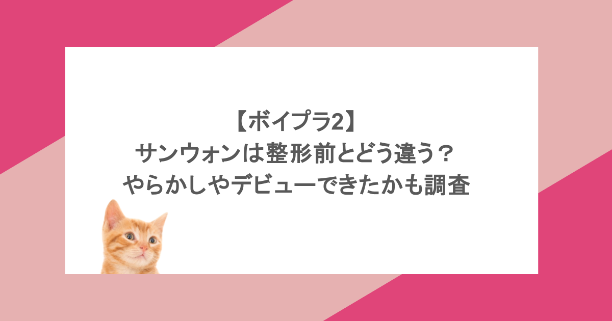 【ボイプラ2】サンウォンは整形前とどう違う？やらかしやデビューできたかも調査