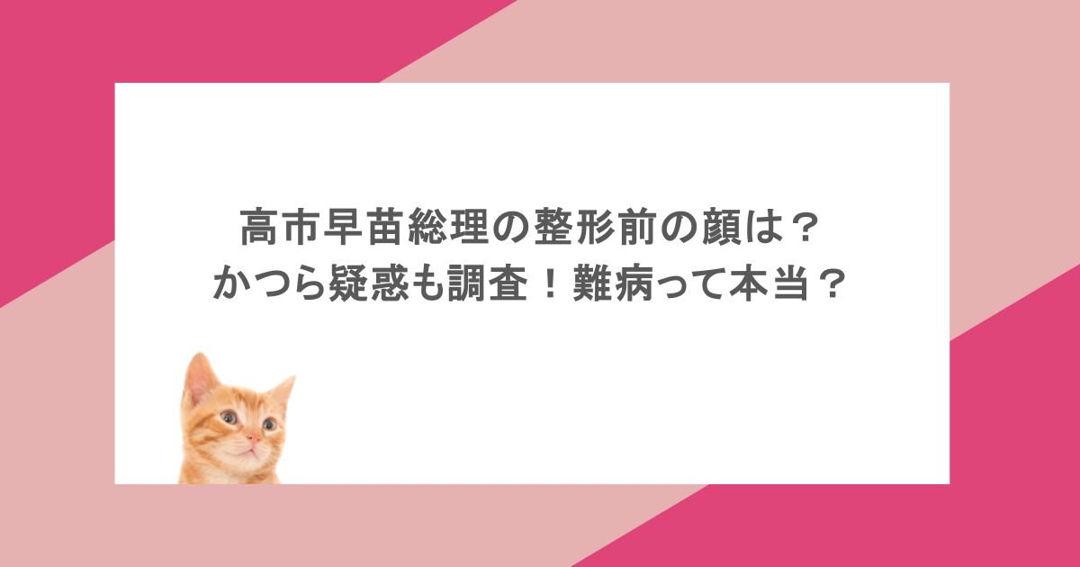 高市早苗総理の整形前の顔は？かつら疑惑も調査！難病って本当？