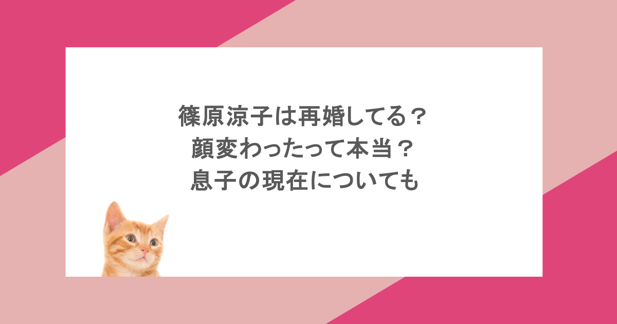 篠原涼子は再婚してる？顔変わったって本当？息子の現在についても