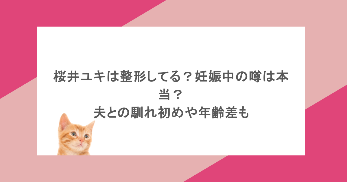 桜井ユキは整形してる？妊娠中の噂は本当？夫との馴れ初めや年齢差も