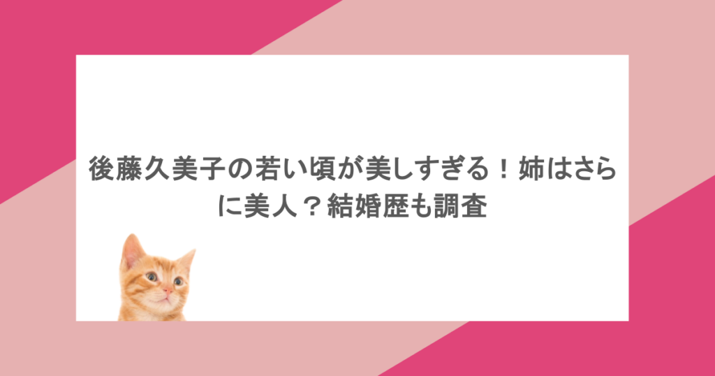 後藤久美子の若い頃が美しすぎる！姉はさらに美人？結婚歴も調査