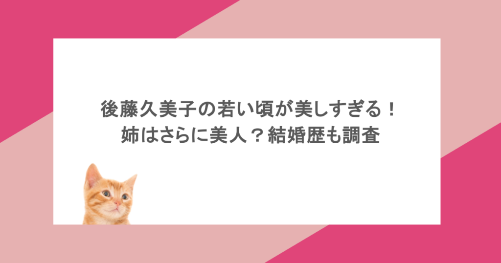 後藤久美子の若い頃が美しすぎる!姉はさらに美人?結婚歴も調査
